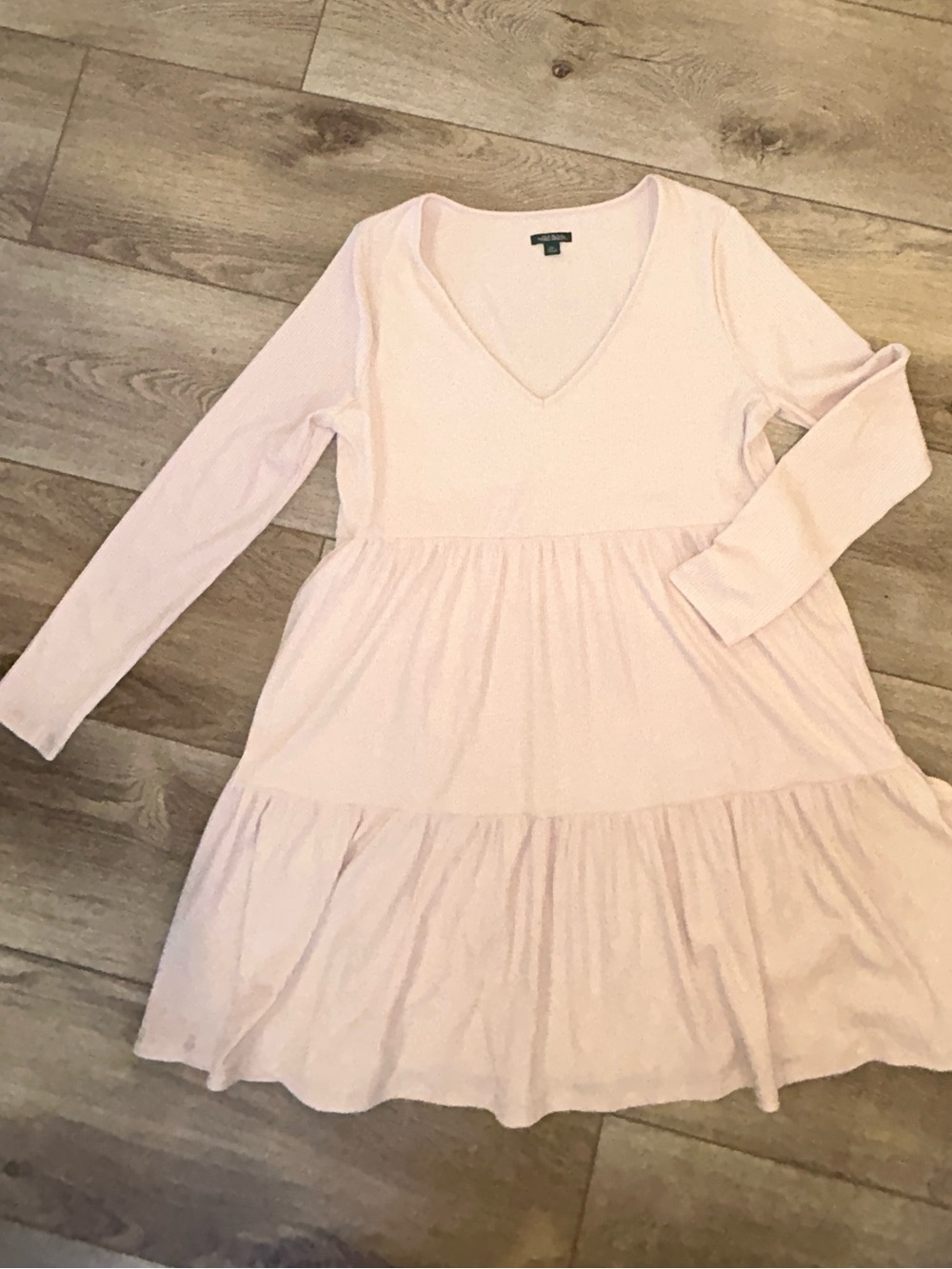Wild Fable Light Pink V-Neck Tiered Babydoll Women's Dress long sleeve xl